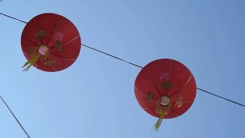 Chinese new year lanterns in the building Stock Footage 85043638