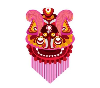 Chinese New Year Lion dance head Stock Illustration