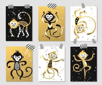 Chinese New Year monkey vector decoration ball icon Stock Illustration