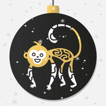 Chinese New Year monkey vector decoration ball icon Stock Illustration