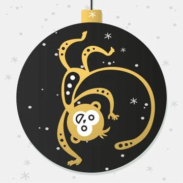 Chinese New Year monkey vector decoration ball icon Stock Illustration