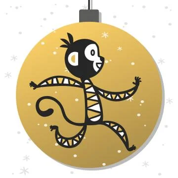 Chinese New Year monkey vector decoration ball icon Stock Illustration