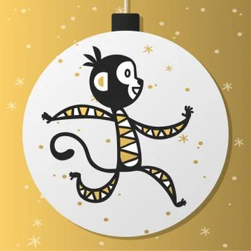 Chinese New Year monkey vector decoration ball icon Stock Illustration