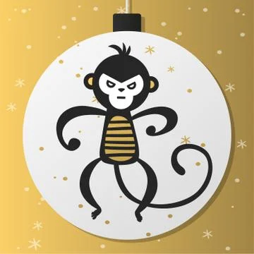 Chinese New Year monkey vector decoration ball icon Stock Illustration