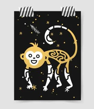 Chinese New Year monkey vector decoration ball icon Stock Illustration