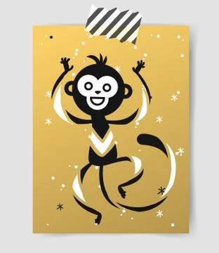 Chinese New Year monkey vector decoration ball icon Stock Illustration