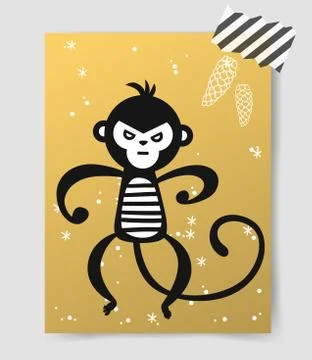 Chinese New Year monkey vector decoration ball icon Stock Illustration