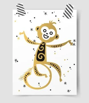 Chinese New Year monkey vector decoration ball icon Stock Illustration