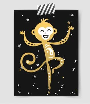 Chinese New Year monkey vector decoration ball icon Stock Illustration