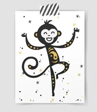 Chinese New Year monkey vector decoration ball icon Stock Illustration