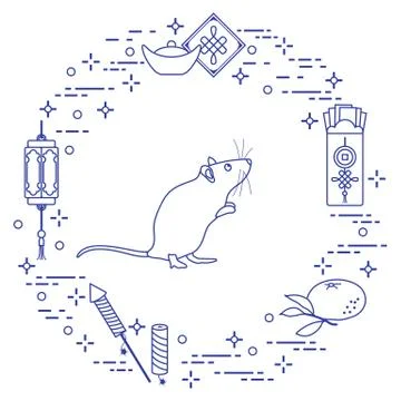 Chinese New Year Rat symbol 2020 calendar Stock Illustration