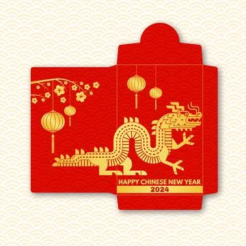 Chinese New Year red envelope flat icon. Vector illustration. Red packet wi.. Stock Illustration