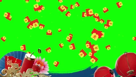 Chinese New Year red envelopes falling. Lunar New Year celebration with festive 스톡 동영상 340943784
