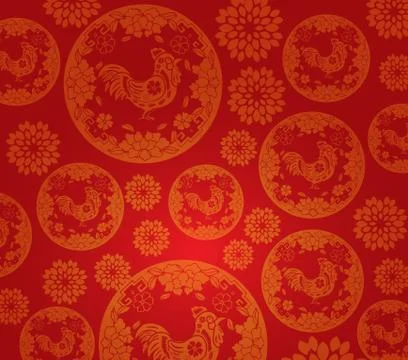 Chinese new year rooster pattern background Stock Illustration