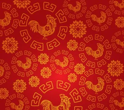 Chinese new year rooster pattern background Stock Illustration
