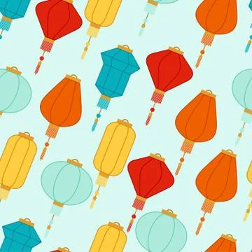 Chinese New Year seamless pattern with lanterns Illustrazione stock