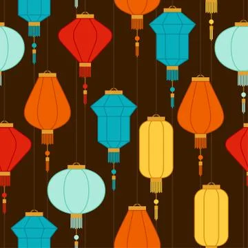 Chinese New Year seamless pattern with lanterns Illustrazione stock