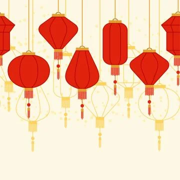 Chinese New Year seamless pattern with lanterns Illustrazione stock
