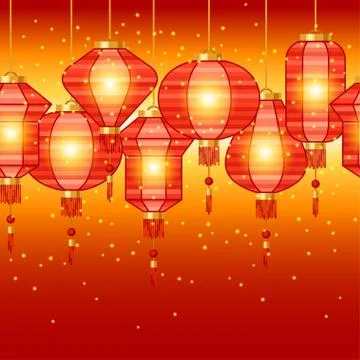 Chinese New Year seamless pattern with lanterns Illustrazione stock