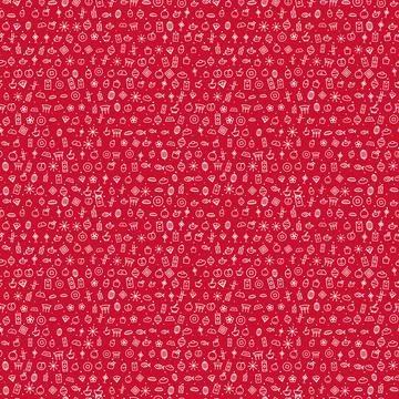 Chinese New Year seamless pattern, white line icons on red background 스톡 일러스트