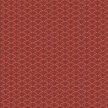 Chinese New Year seamless vector pattern. Oriental traditional red and gold o Illustrazione stock