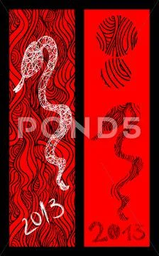 Chinese new year of the snake poster Stock Illustration