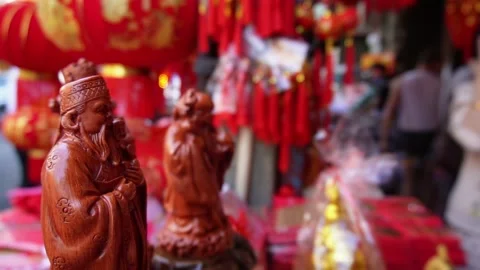 Chinese New Year storefront along the street Video stock 228024378