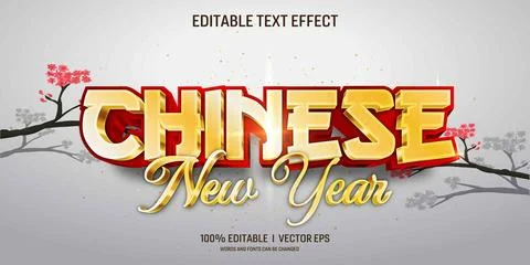 Chinese new year vector 3d text effect with modern style design Stock Illustration