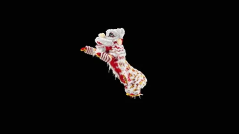 Chinese New Year,Lion Dancing,with Alpha matte. Видео 163356808