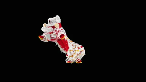 Chinese New Year,Lion Dancing,with Alpha matte. 库存影片 234067005