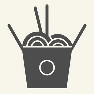 Chinese noodles solid icon. Noodle in box vector illustration isolated on white イラスト素材