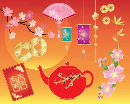 Chinese objects Illustrazione stock