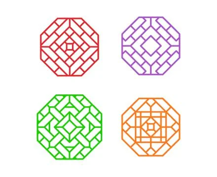 Chinese octagon window frame and symbol in vector Stock Illustration