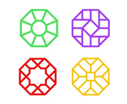 Chinese Octagon window frame with islamic pattern Stock Illustration