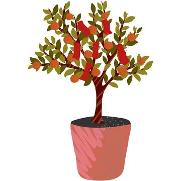 Chinese orange tree vector new year plant icon 库存插图