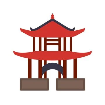 Chinese pagoda. Flat style vector illustration. Chinese gate. Stock Illustration