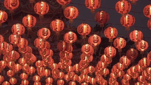 Chinese paper lanterns during Chinese new year festival. Stock Footage 124809133