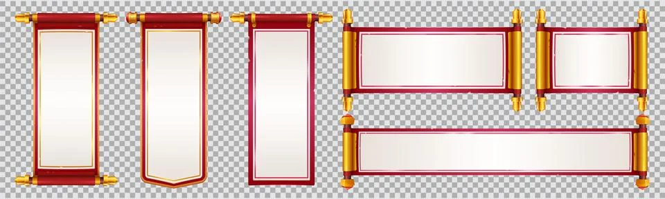 Chinese paper scroll vector dialogue frame set Stock Illustration