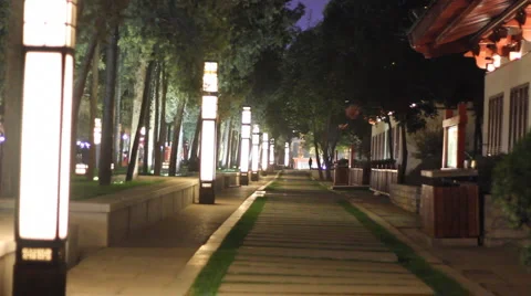 Chinese park at night Stock Footage 980265