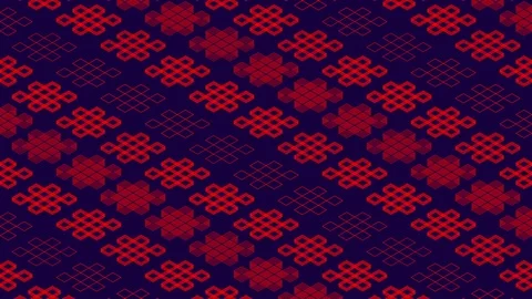 Chinese pattern abstract line 3D virtual isometric lighting moving, Vintage Stock Footage 108841187
