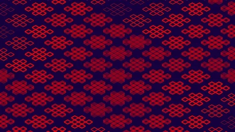 Chinese pattern abstract line 3D virtual isometric lighting moving, Vintage Stock Footage 108841406
