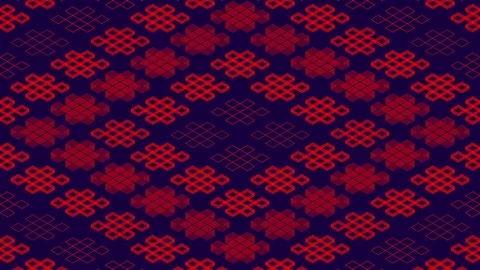Chinese pattern abstract line 3D virtual isometric lighting moving, Vintage Stock Footage 108844042