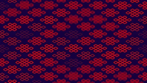 Chinese pattern abstract line 3D virtual isometric lighting moving, Vintage Stock Footage 108846937