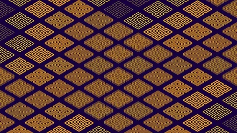 Chinese pattern abstract line 3D virtual isometric lighting moving, Vintage Stock Footage 108896387