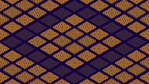 Chinese pattern abstract line 3D virtual isometric lighting moving, Vintage Stock Footage 108901854