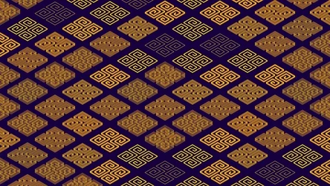 Chinese pattern abstract line 3D virtual isometric lighting moving, Vintage Stock Footage 108962383