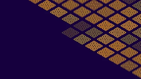 Chinese pattern abstract line 3D virtual isometric lighting moving, Vintage Stock Footage 109047141