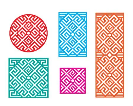 Chinese pattern frame for window and fence Stock Illustration