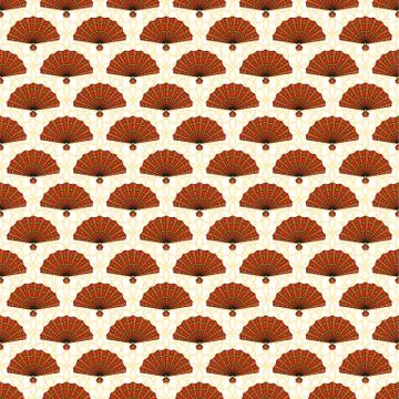 Chinese Pattern with hand Fan. Flat vector illustration. Stock Illustration