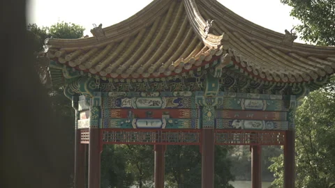Chinese pavilion surrounded by trees Видео 211878817